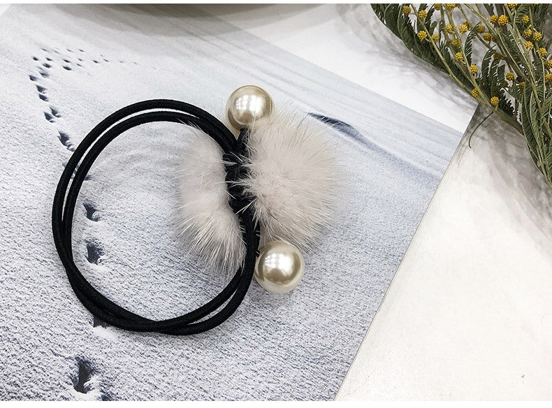 Korean Fresh Style Mink Fur Hair Ties