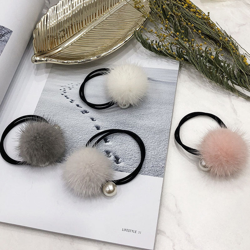 Korean Fresh Style Mink Fur Hair Ties