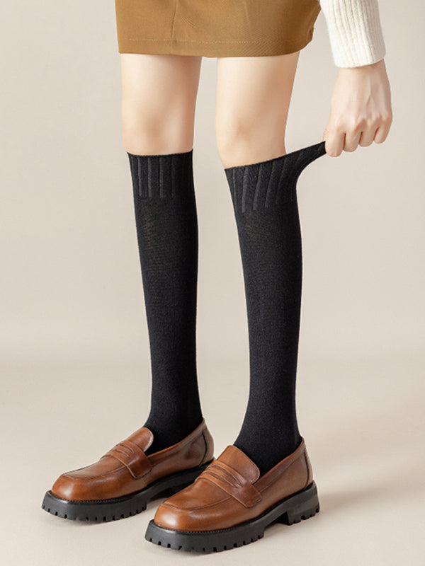 Casual Breathable Solid Color Mid-Calf Socks-Homeunderwear