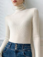 New Fashion Simple Skinny Long Sleeves Solid Color Sweater Tops-Homeundewear