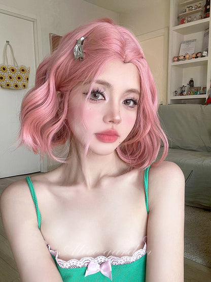 Free Shipping For Hivava Casual Series Shorts Pink Curly Wig