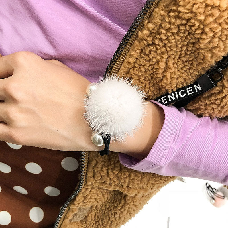 Korean Fresh Style Mink Fur Hair Ties