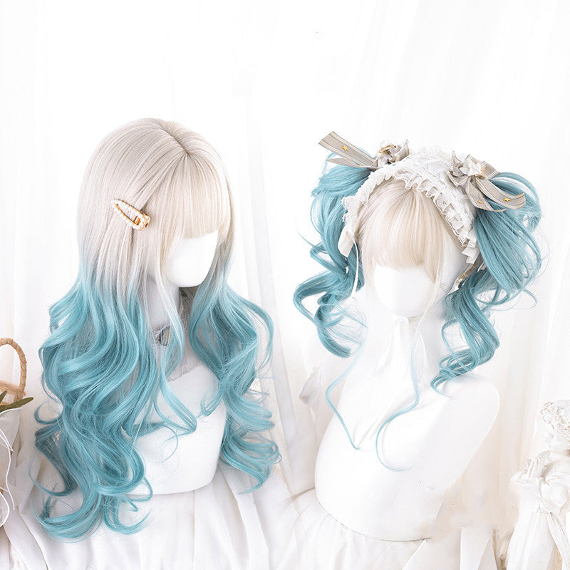 Free Shipping For Hivava Lolita Gradient Green Long Curly Wig