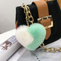 Heart-Shaped Real Rabbit Fur Charm Keychain