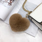 Heart-Shaped Real Rabbit Fur Charm Keychain