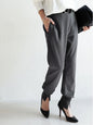 Casual High Waisted Split-Front Solid Color Pants