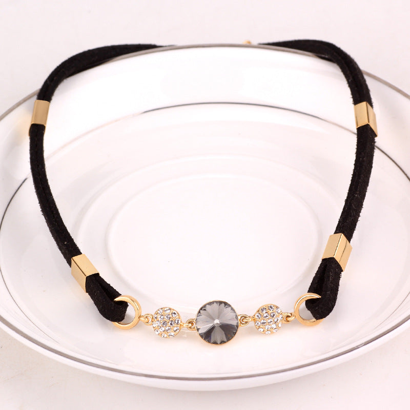 Gold Crystal Black Choker