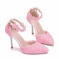 Elegant Lace Single-Strap Stiletto Sandals-Heel Height 7.5CM-Homeunderwear