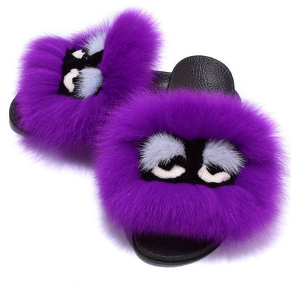 Summer Fuzzy Fox Slippers - Women's Monster Face Indoor Shoes