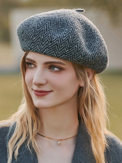 British Style Vintage Wool Beret Hat-Homeunderwear