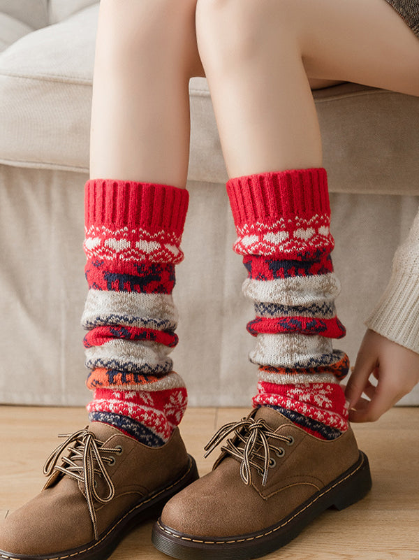 Knitting Keep Warm Printed Leg Warmers Accessories-Homeunderwear