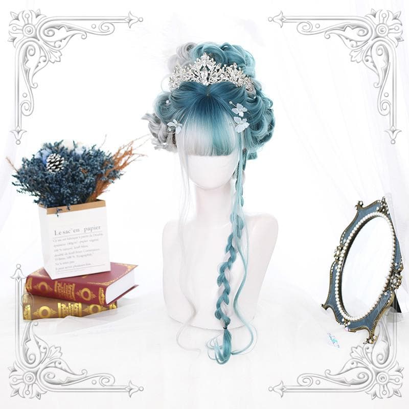 Free Shipping For Hivava Green-Grey Mixed Lolita Long Curl Wig