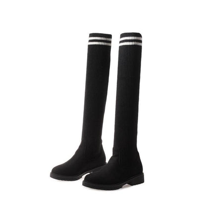 Elastic Over Knee Knitted Stockings Fashion Boots