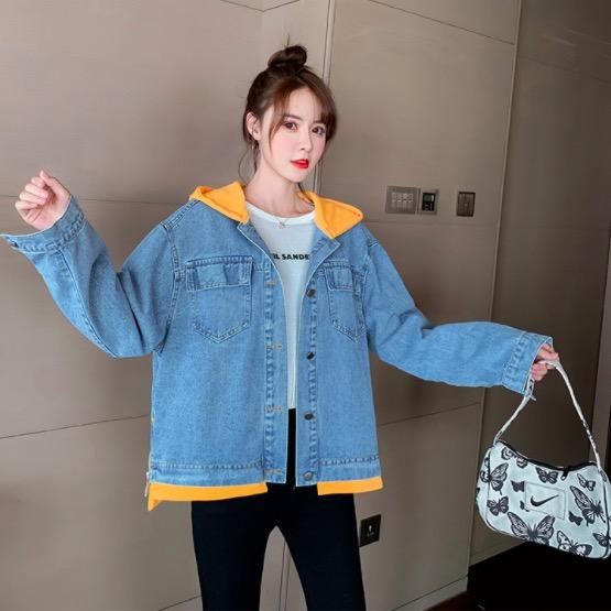 Loose Student BF Girl Denim Color Matching Coat