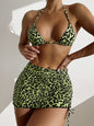 Leopard Print High-waist Three-piece Bikini Swimsuit