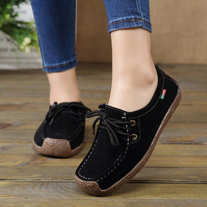 Autumn and Winter Soft Sole Lace Up Comportable Casual Flats