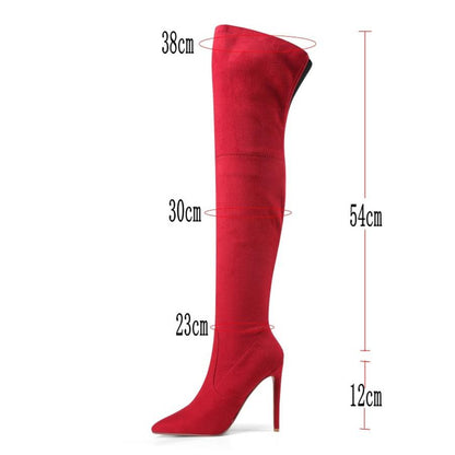 Pointed Slim High Heel Side Zipper  Over The Knee Women's Boot