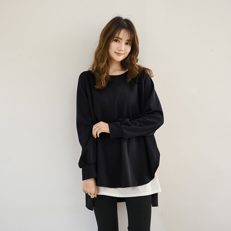 Loose Batwing Sleeves Asymmetric Split-Joint High-Low Sweatshirt