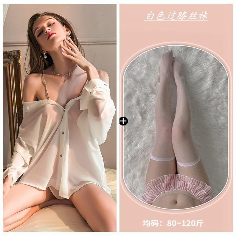 Sexy Boyfriend Shirt Chiffon Nightdress