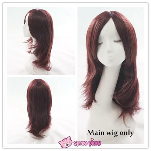 Free Shipping For Hivava Wine Caramel Mixed Color Long Wig with 2 Pony Tails