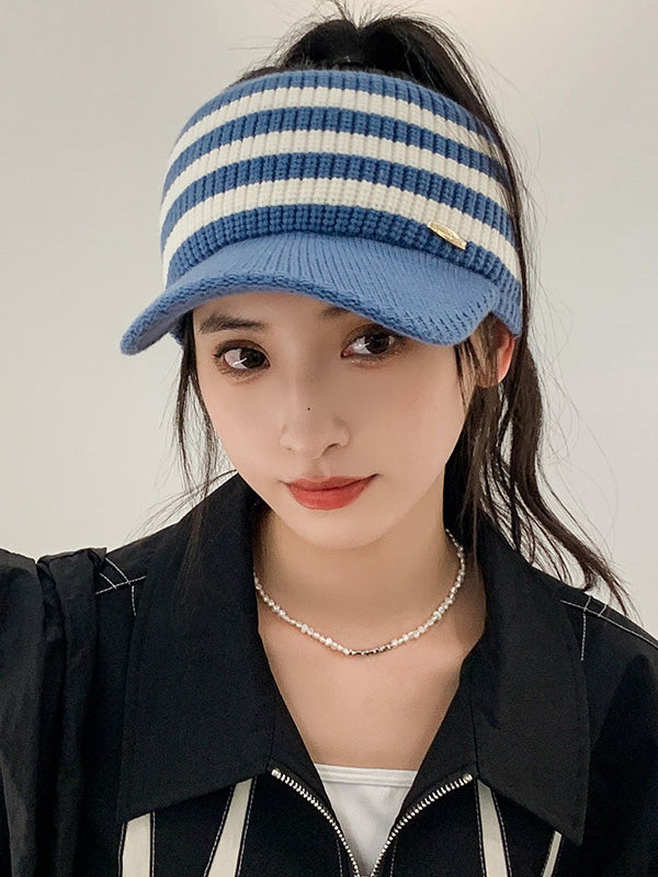 New Fashion Casual Weave Contrast Color Striped Jacquard Solid Color Hats&Caps-Homeundewear