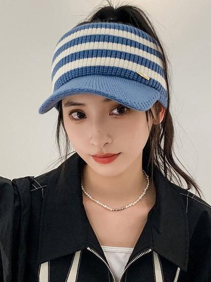 New Fashion Casual Weave Contrast Color Striped Jacquard Solid Color Hats&Caps-Homeundewear