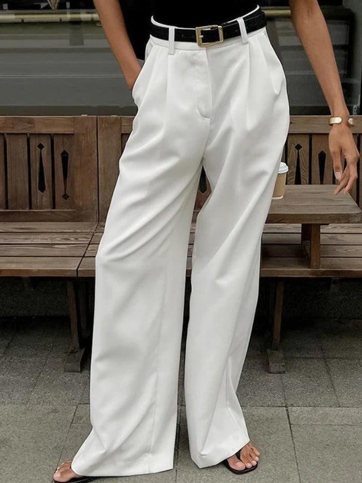 White High Rise Tailored Pants