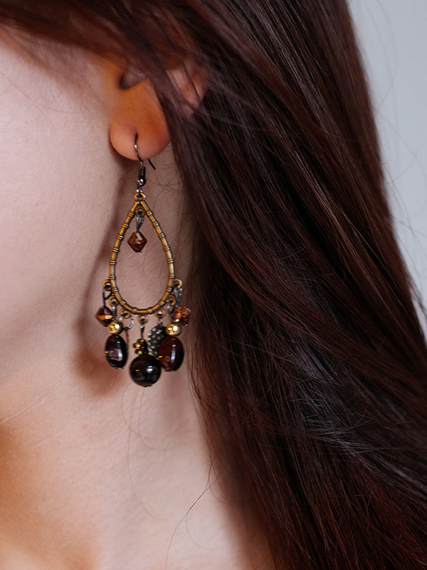 Geometric Tasseled Drop Earrings