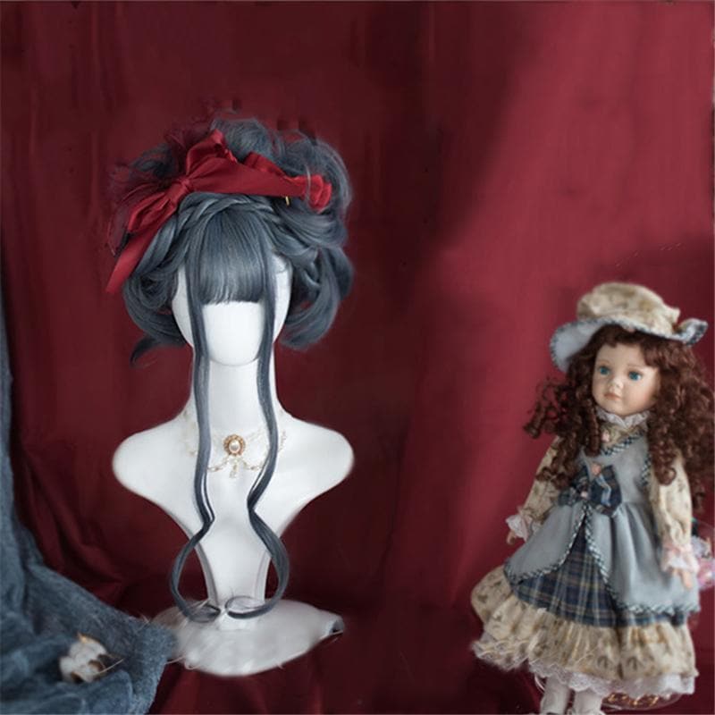 Free Shipping For Hivava Lolita Fog Blue Long Curly Wig