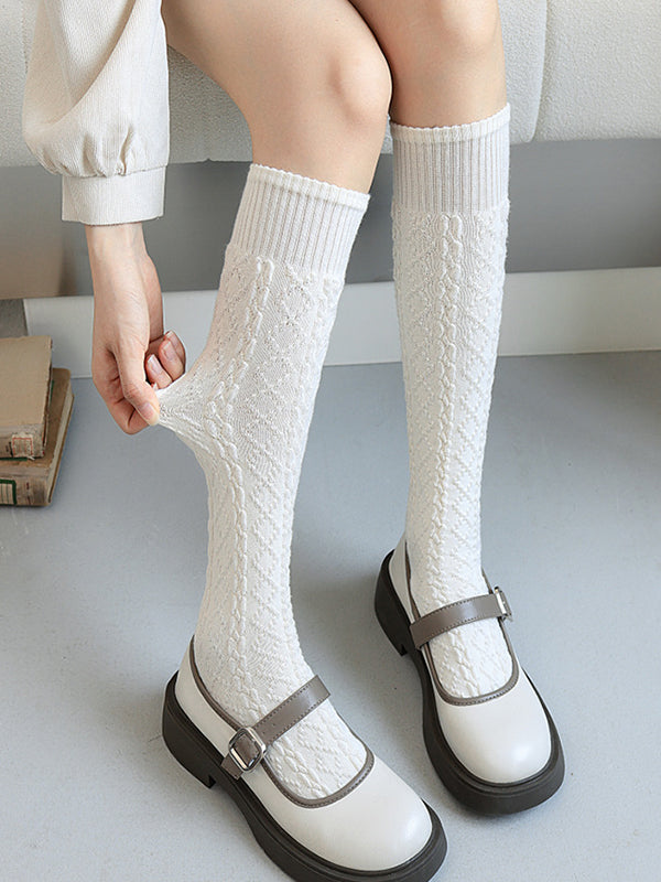 New Fashion Casual Skinny Solid Color Twist Socks-Homeundewear