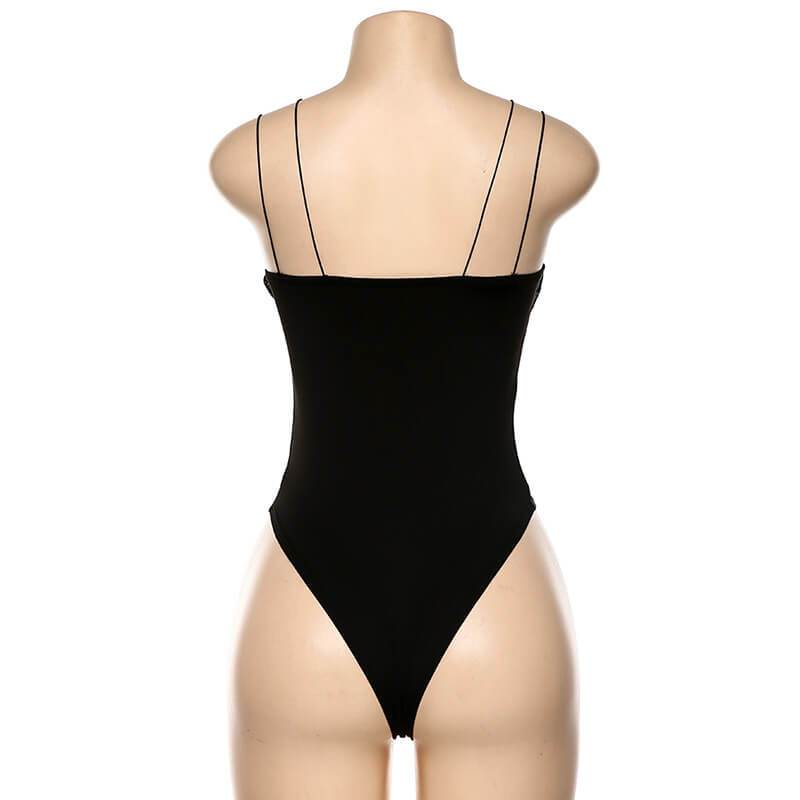 Black Slim Sleeveless Straps Bodysuits