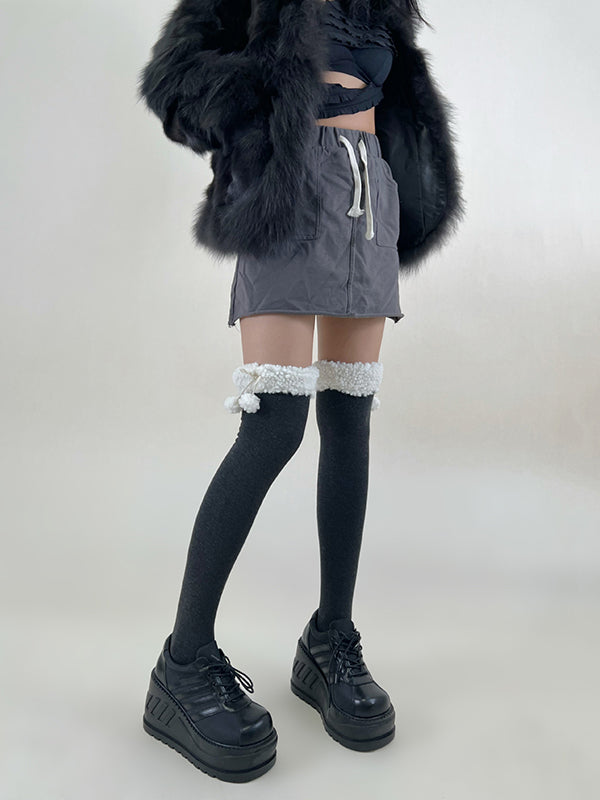 Leisure Fashion Keep Warm With Hairball Stockings Accessories-Homeunderwear