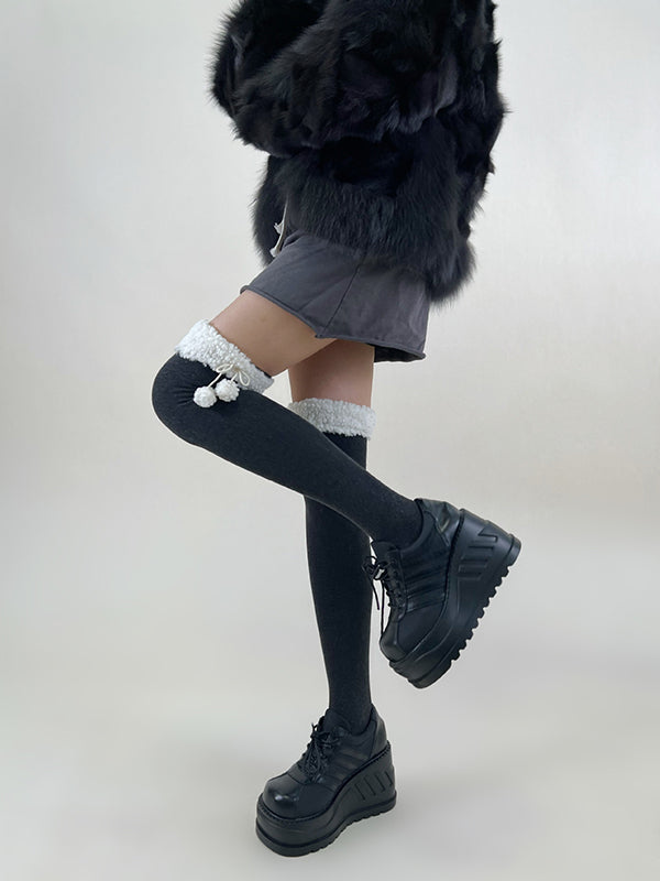 Leisure Fashion Keep Warm With Hairball Stockings Accessories-Homeunderwear