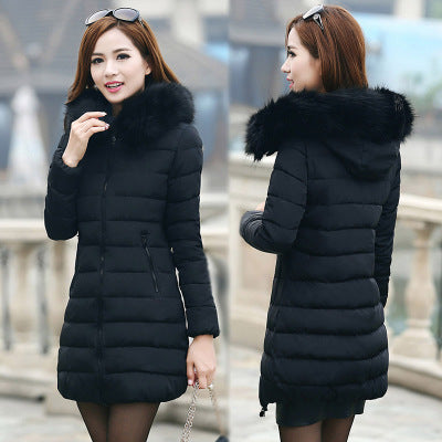 Free Shipping ForFur collar mid-length thick down cotton