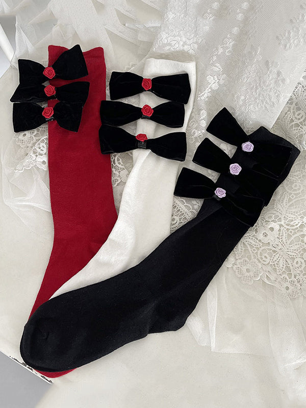 Fashion Bowknot Contrast Color Socks Accessories-Homeunderwear