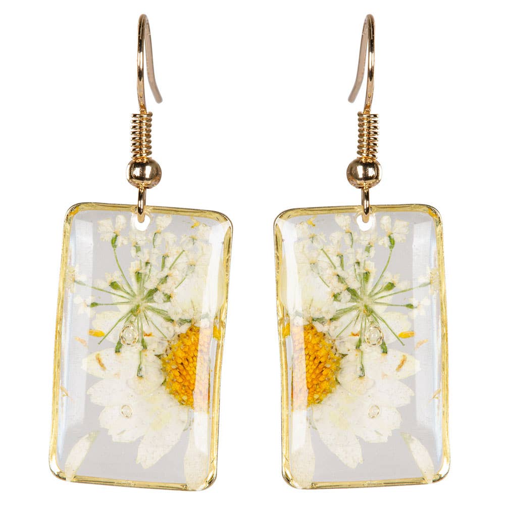 Free Shipping For DRIED SUNFLOWER RECTANGLE EARRINGS