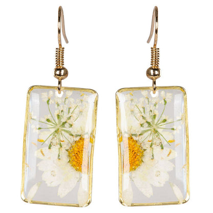 Free Shipping For DRIED SUNFLOWER RECTANGLE EARRINGS