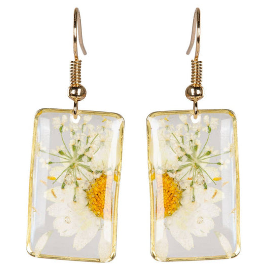 Free Shipping For DRIED SUNFLOWER RECTANGLE EARRINGS