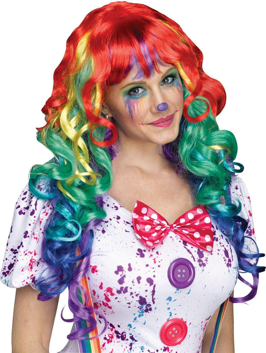 Free Shipping For Rainbow Clown Wig With Bangs