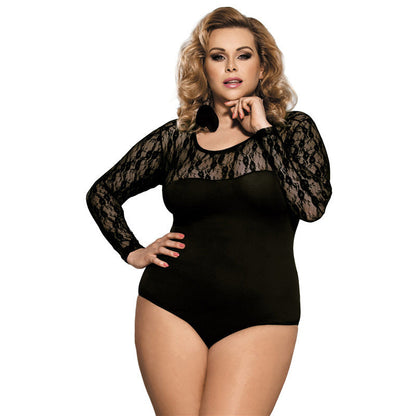 Plus Size Lace Long Sleeve Bodysuit