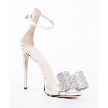 Bow Rhinestone Buckle High Heel Sandals