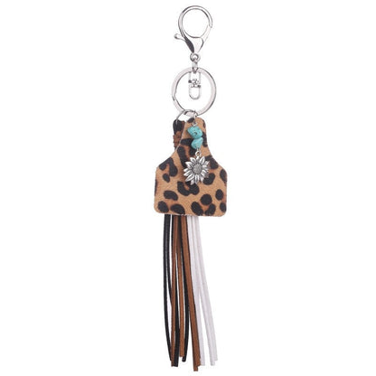 Ethnic Turquoise Sunflower Tassel Key Chain