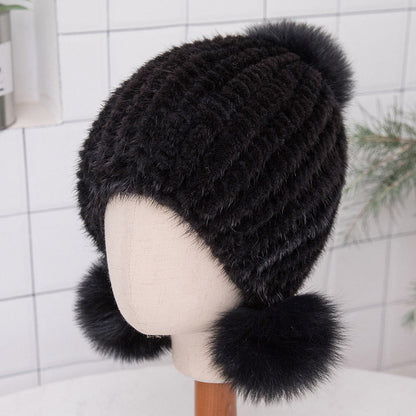 Warm Mink Fur Hat with Ear Flaps - Winter Accessory