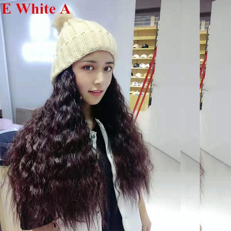 Free Shipping For Hivava Colorful Knitting Hat With Removable Long Curly Wig 3