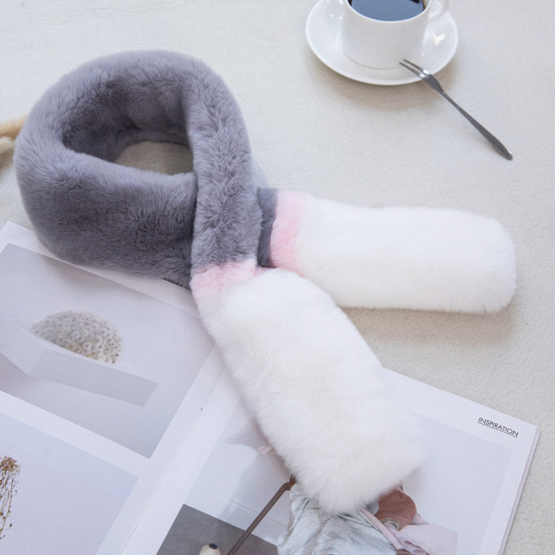 Warm Real Rabbit Fur Winter Scarf for Women & Kids