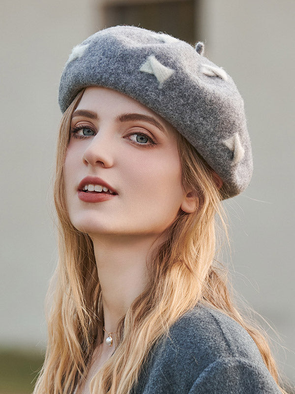 New Fashion Urban Wool Bow-Embellished Beret Hat-Homeundewear