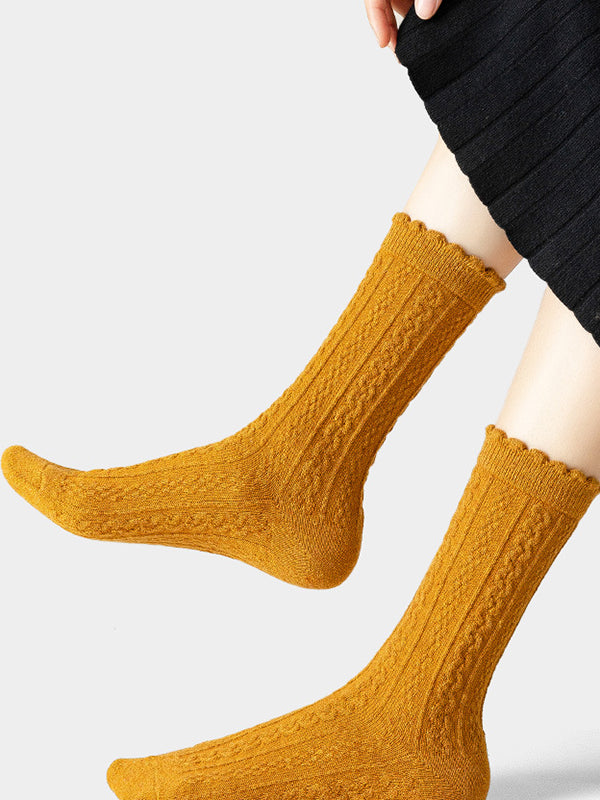 Wool Casual Solid Color Socks Accessories-Homeunderwear