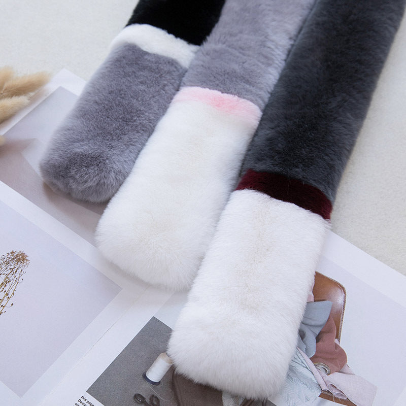 Warm Real Rabbit Fur Winter Scarf for Women & Kids