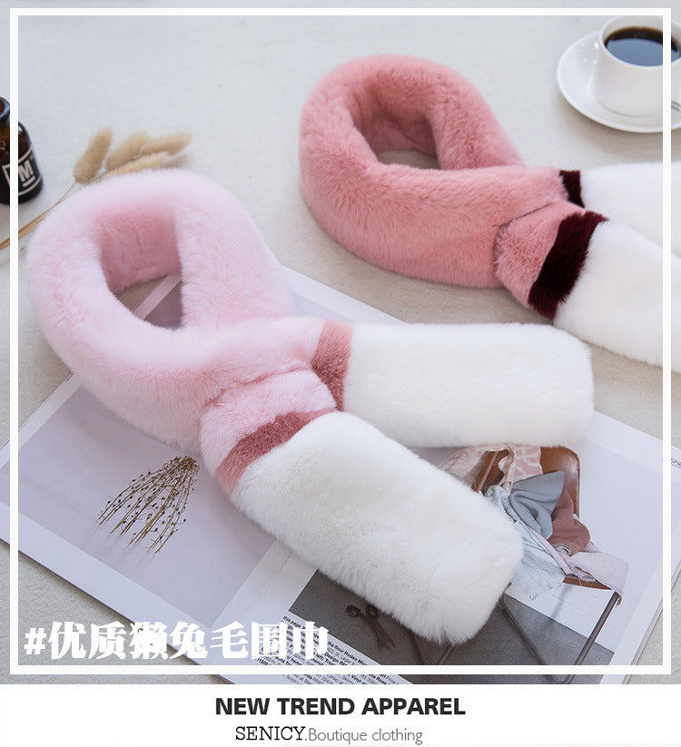 Warm Real Rabbit Fur Winter Scarf for Women & Kids