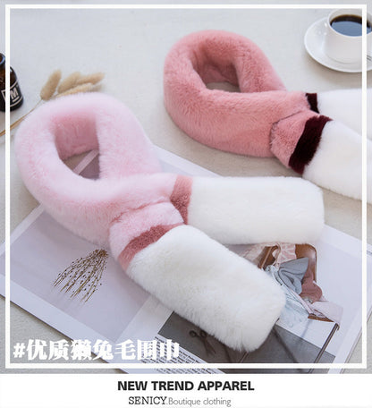 Warm Real Rabbit Fur Winter Scarf for Women & Kids